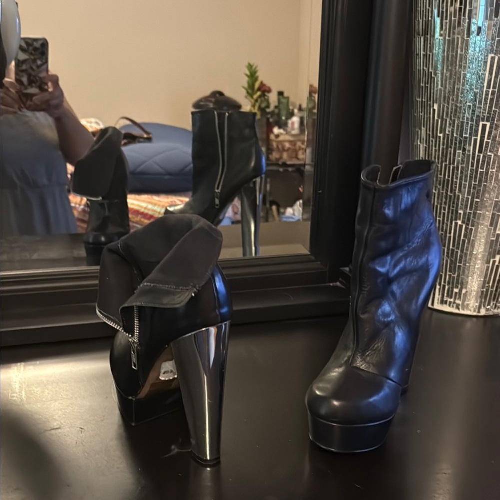 Topshop Black Leather Heeled Boots - Picture 11 of 16